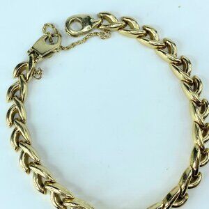 JR0006 14K yellow gold Fancy Braid link bracelet 6.8mm 11.6g 7.5"